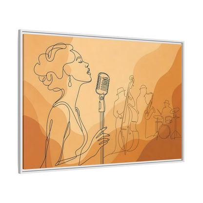 Side Mockup 7. Vintage Jazz Singer Line Art shown as framed canvas print
