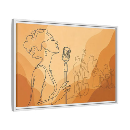 Side Mockup 10. Vintage Jazz Singer Line Art shown as framed canvas print