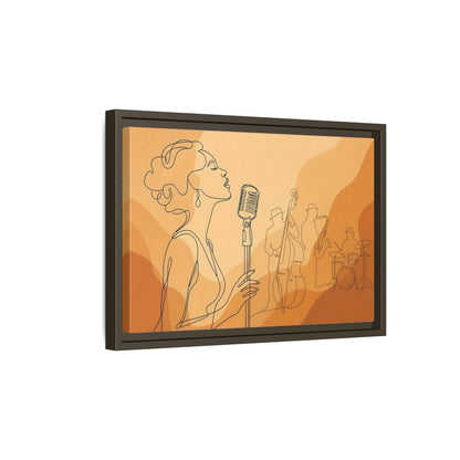 Side Mockup 5. Vintage Jazz Singer Line Art shown as framed canvas print