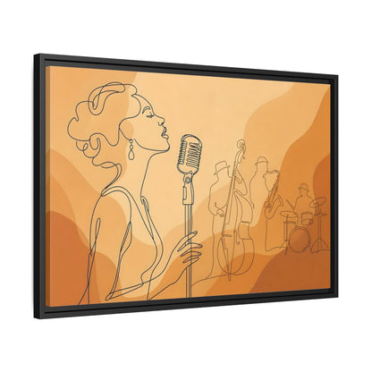 Side Mockup 14. Vintage Jazz Singer Line Art shown as framed canvas print