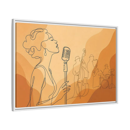 Side Mockup 9. Vintage Jazz Singer Line Art shown as framed canvas print
