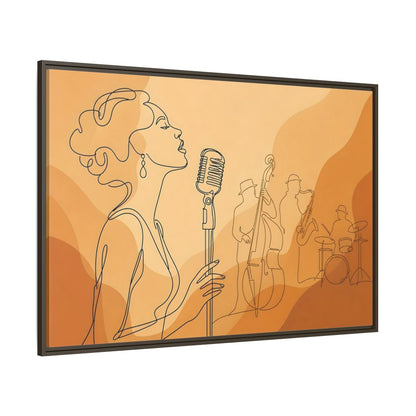 Side Mockup 8. Vintage Jazz Singer Line Art shown as framed canvas print