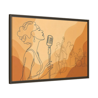 Main Mockup. Vintage Jazz Singer Line Art shown as framed canvas print