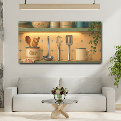 Mockup 2. Vintage Kitchen Shelf shown as canvas print