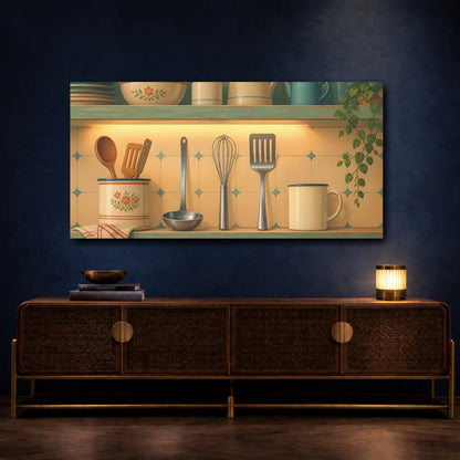 Mockup 4. Vintage Kitchen Shelf shown as canvas print