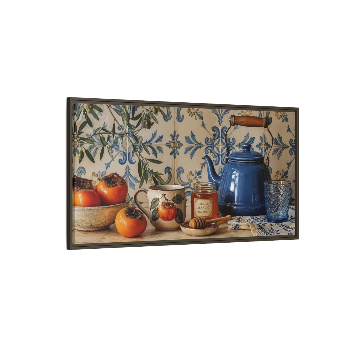 Side Mockup 4. Vintage Kitchen Still Life Vintage Kitchen Still Life shown as framed canvas print