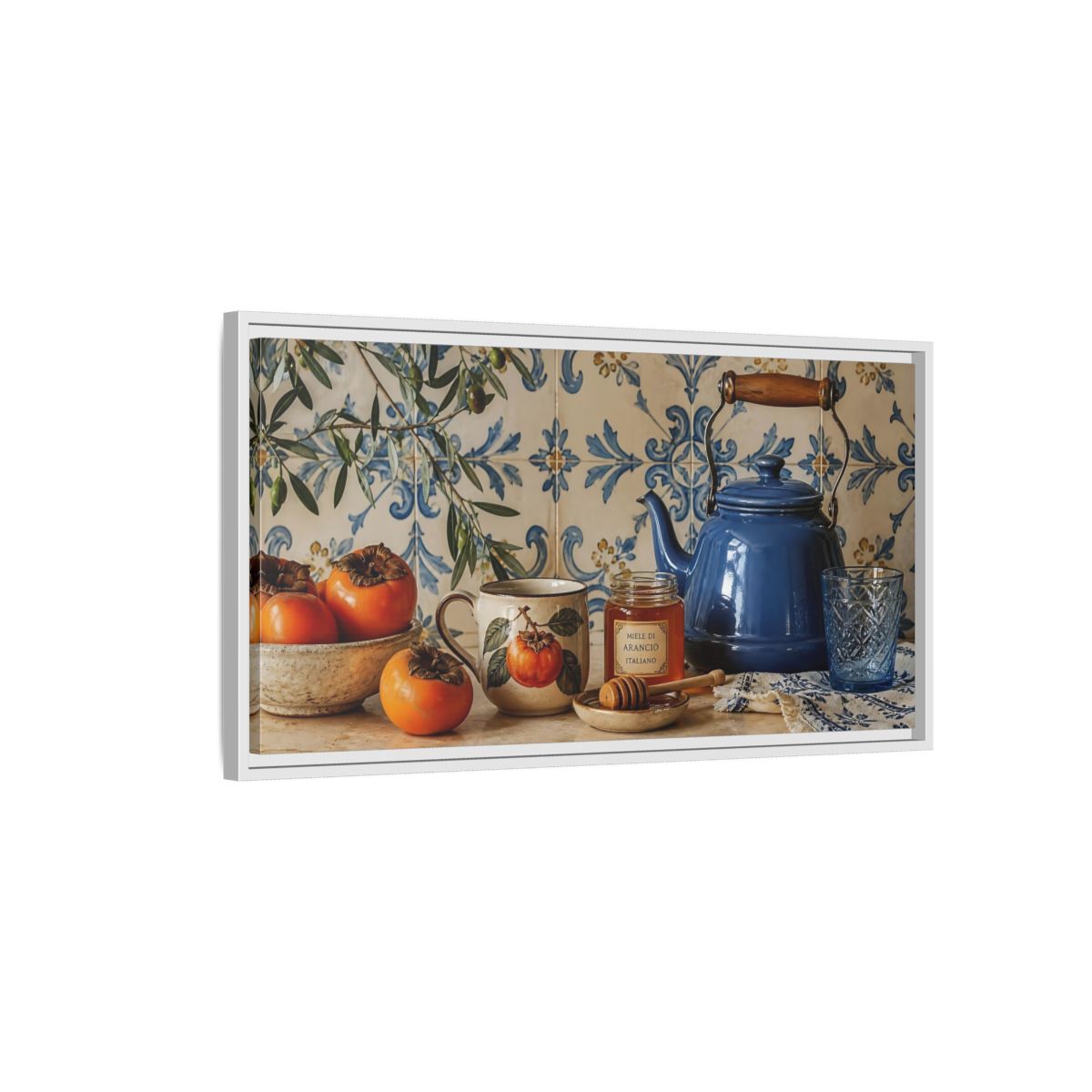 Side Mockup 1. Vintage Kitchen Still Life Vintage Kitchen Still Life shown as framed canvas print