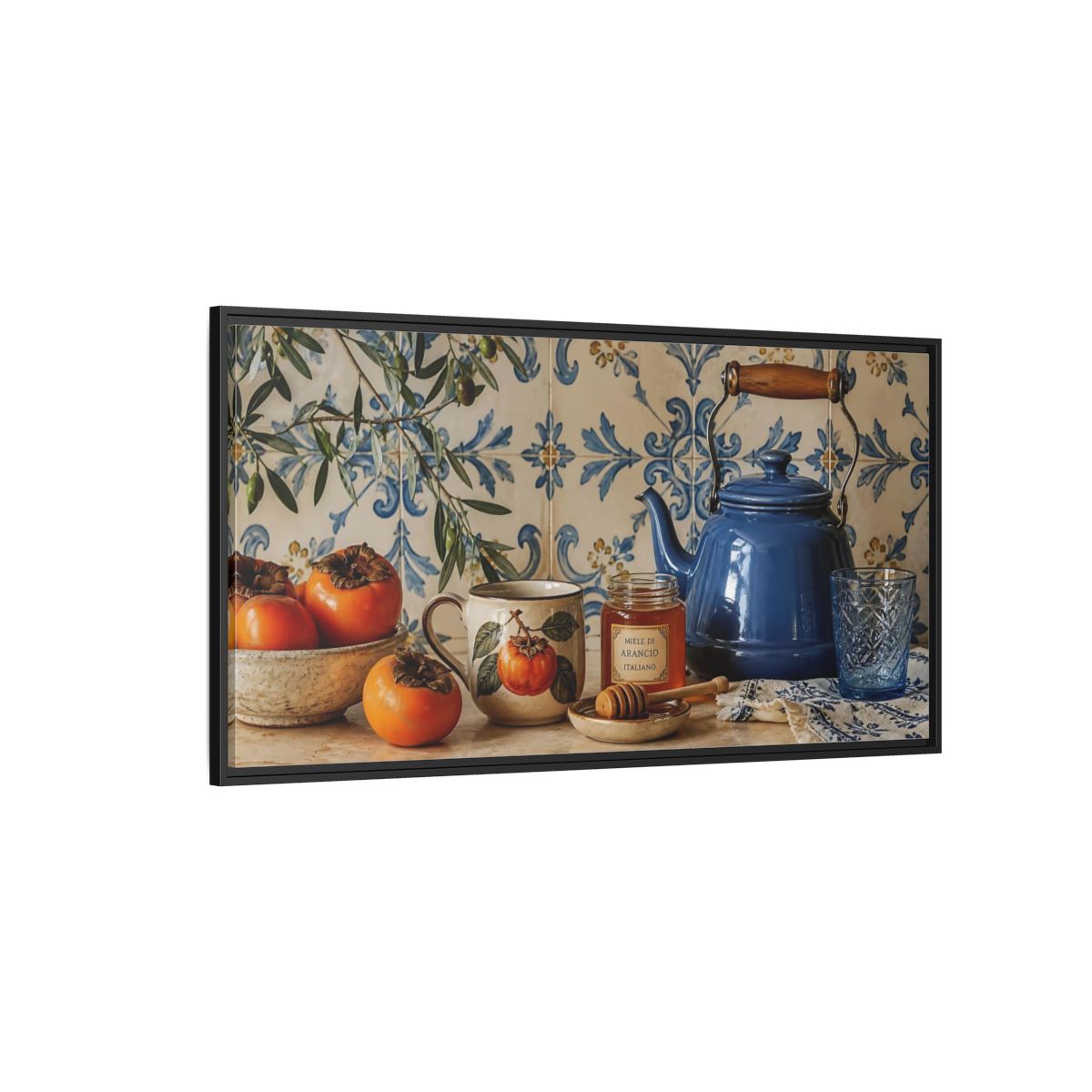 Side Mockup 5. Vintage Kitchen Still Life Vintage Kitchen Still Life shown as framed canvas print