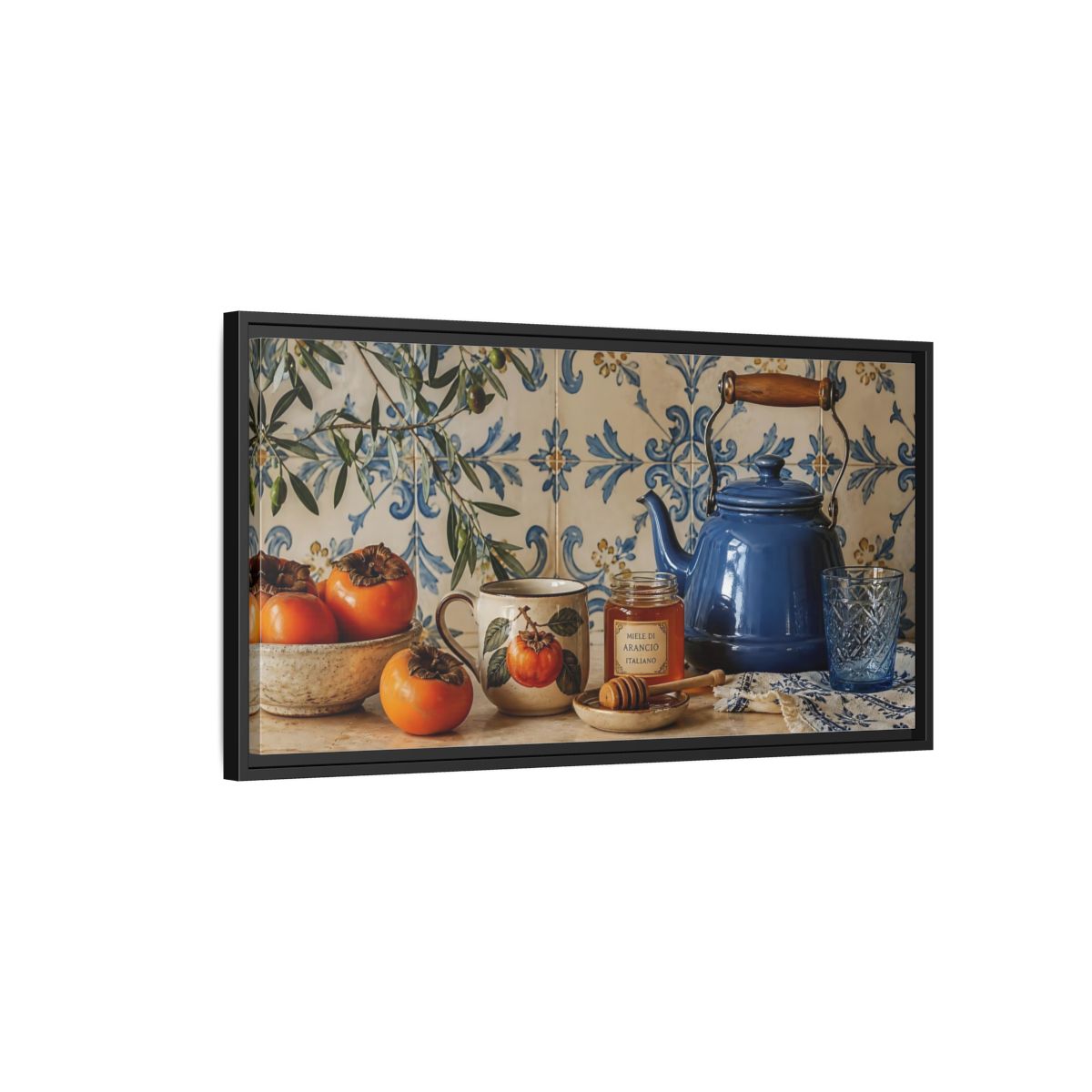 Side Mockup 2. Vintage Kitchen Still Life Vintage Kitchen Still Life shown as framed canvas print