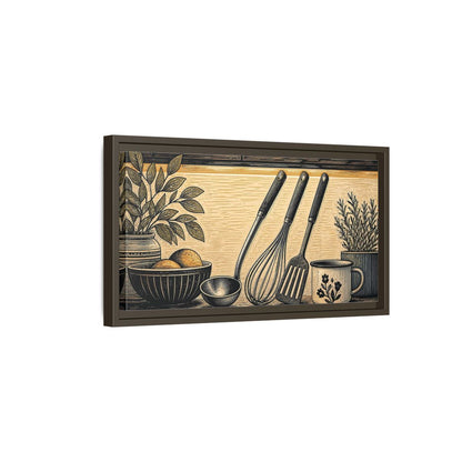 Side Mockup 7. Vintage Kitchen Utensils Rustic Kitchen Utensils shown as framed canvas print