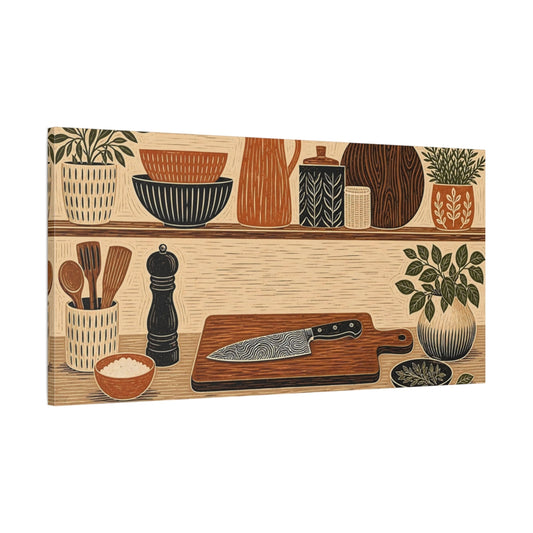 Main Mockup. Vintage Kitchenware Earthy Kitchen Decor shown as canvas print