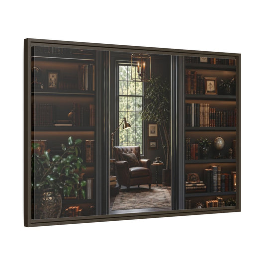 Main Mockup. Vintage Library Dark Academia shown as stretched canvas wall art