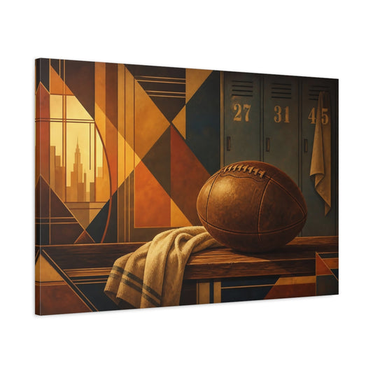 Main Mockup. Vintage Locker Room Football shown as canvas print