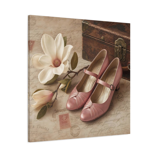 Main Mockup. Vintage Magnolia Flower Vintage Pink shown as canvas print
