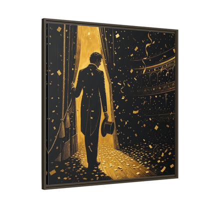 Side Mockup 5. Vintage Man Gold And Black shown as framed canvas print