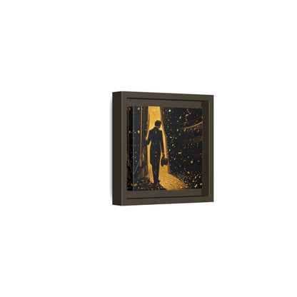 Side Mockup 23. Vintage Man Gold And Black shown as framed canvas print