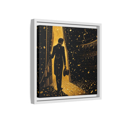 Side Mockup 16. Vintage Man Gold And Black shown as framed canvas print