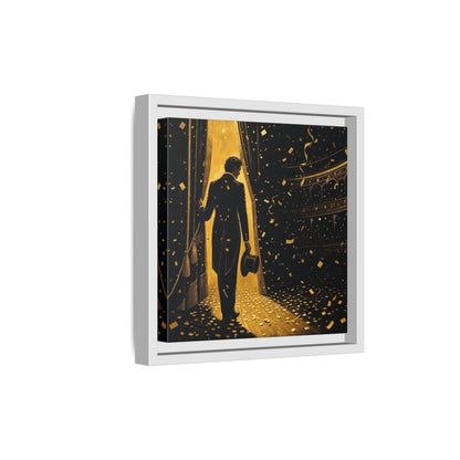 Side Mockup 19. Vintage Man Gold And Black shown as framed canvas print