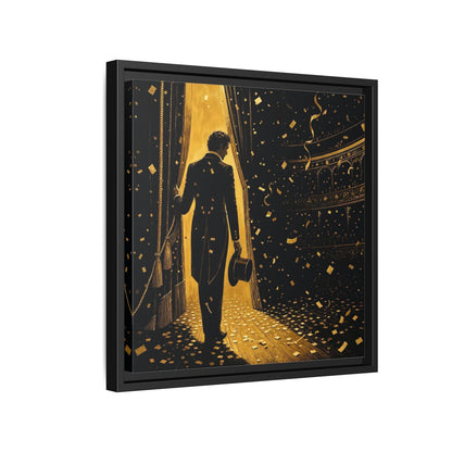 Side Mockup 15. Vintage Man Gold And Black shown as framed canvas print