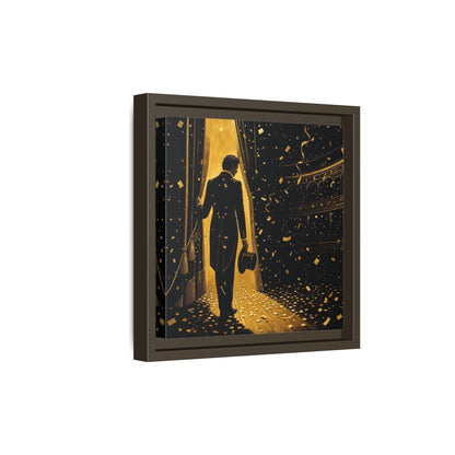 Side Mockup 20. Vintage Man Gold And Black shown as framed canvas print