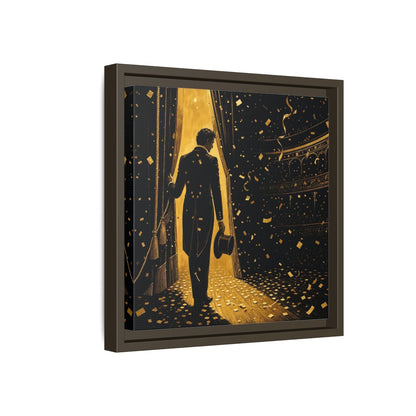 Side Mockup 17. Vintage Man Gold And Black shown as framed canvas print