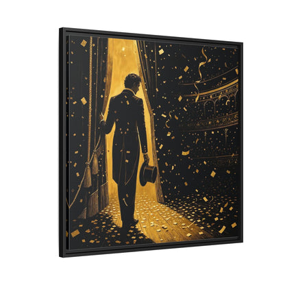 Side Mockup 9. Vintage Man Gold And Black shown as framed canvas print