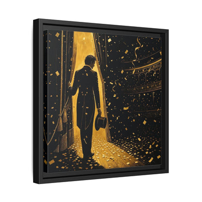 Side Mockup 32. Vintage Man Gold And Black shown as framed canvas print