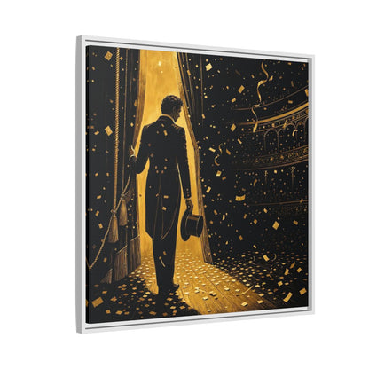 Side Mockup 7. Vintage Man Gold And Black shown as framed canvas print