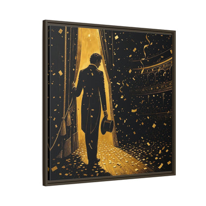 Side Mockup 8. Vintage Man Gold And Black shown as framed canvas print
