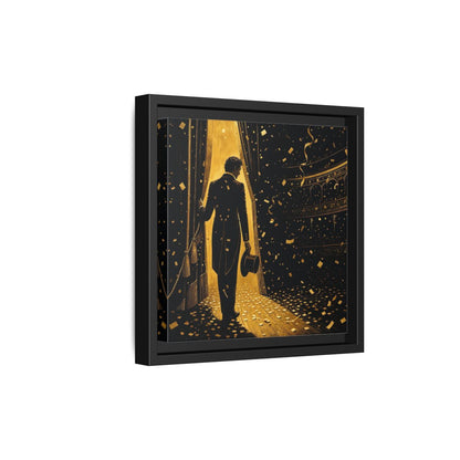 Side Mockup 21. Vintage Man Gold And Black shown as framed canvas print