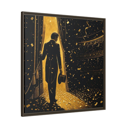 Main Mockup. Vintage Man Gold And Black shown as framed canvas print