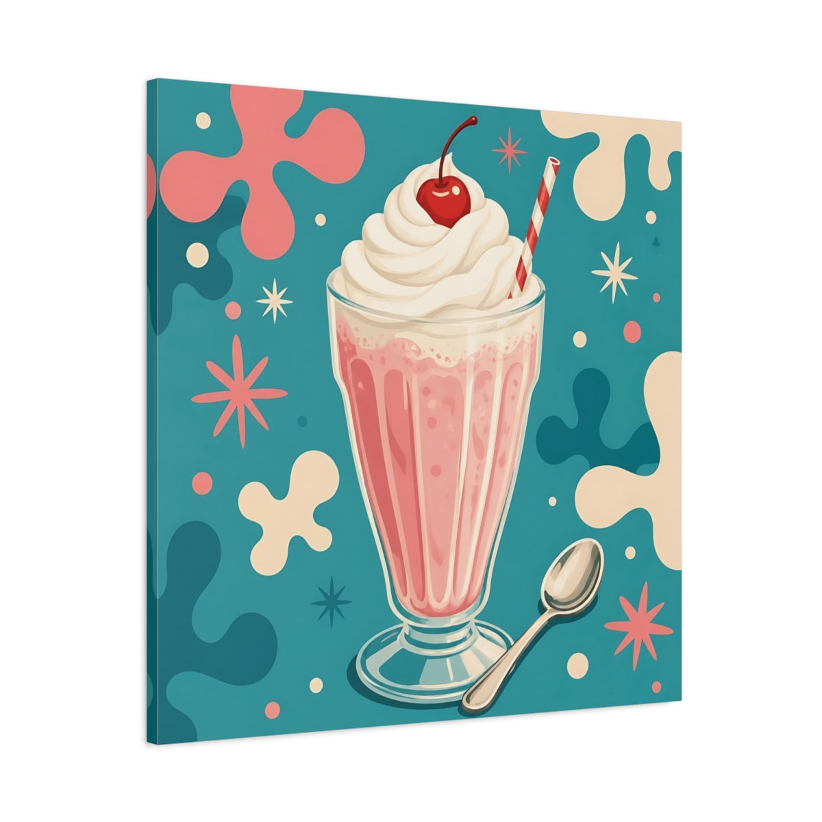Main Mockup. Vintage Milkshake Pink Milkshake shown as stretched canvas wall art