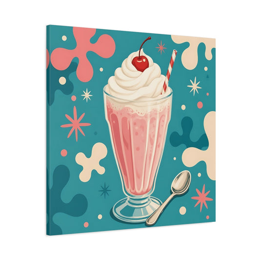 Main Mockup. Vintage Milkshake Pink Milkshake shown as stretched canvas wall art