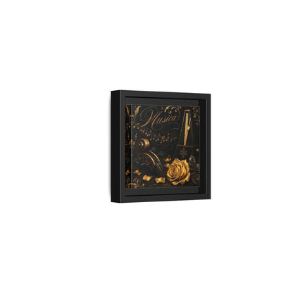 Side Mockup 24. Vintage Musical Instruments Gold And Black Music shown as framed canvas print