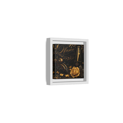 Side Mockup 22. Vintage Musical Instruments Gold And Black Music shown as framed canvas print