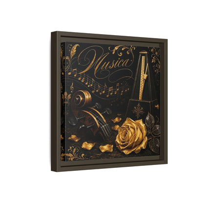 Side Mockup 17. Vintage Musical Instruments Gold And Black Music shown as framed canvas print