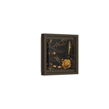 Side Mockup 23. Vintage Musical Instruments Gold And Black Music shown as framed canvas print