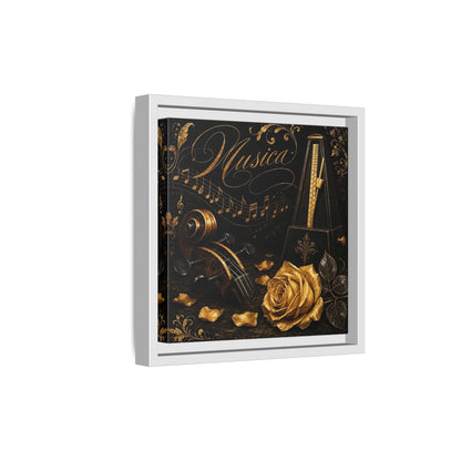 Side Mockup 19. Vintage Musical Instruments Gold And Black Music shown as framed canvas print