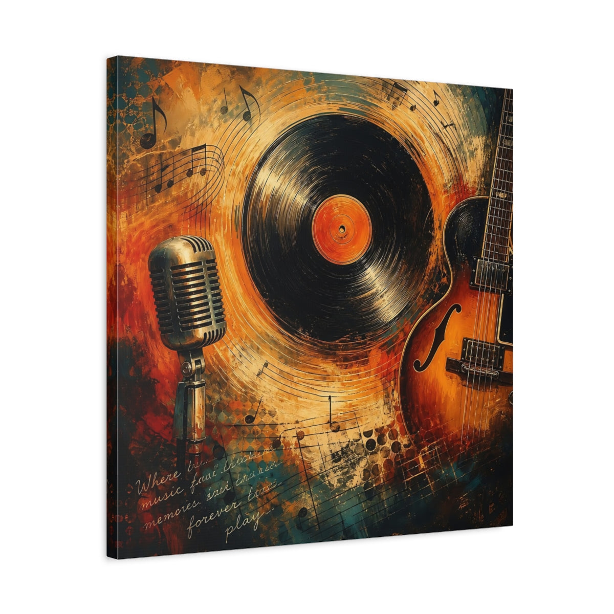 Side Mockup 4. Vintage Musical Instruments Vintage Music Art shown as canvas print