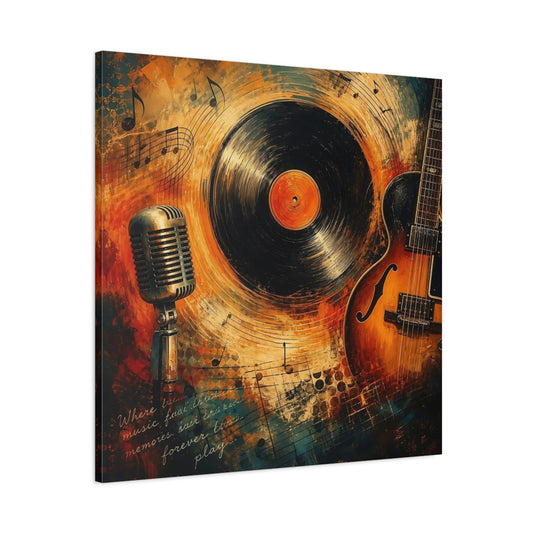 Main Mockup. Vintage Musical Instruments Vintage Music Art shown as canvas print