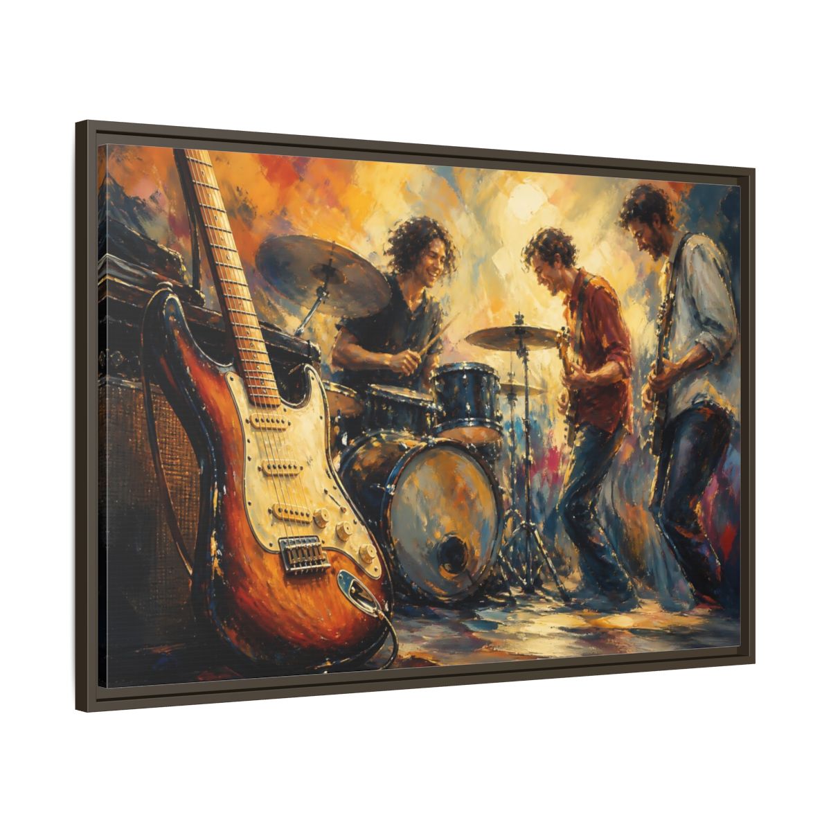 Main Mockup. Vintage Musicians Colorful Music Band shown as framed canvas print