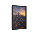 Side Mockup 6. Vintage New York City New York Sunset shown as stretched canvas wall art