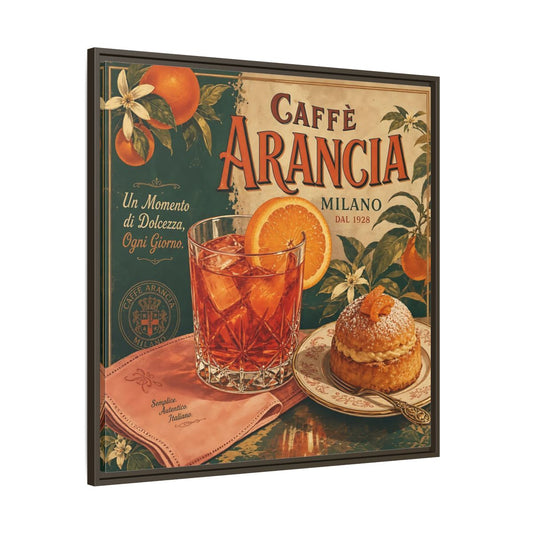 Main Mockup. Vintage Oranges Vintage Orange Cafe shown as stretched canvas wall art