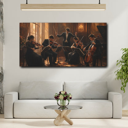 Mockup 2. Vintage Orchestra Classical Music Scene shown as canvas print