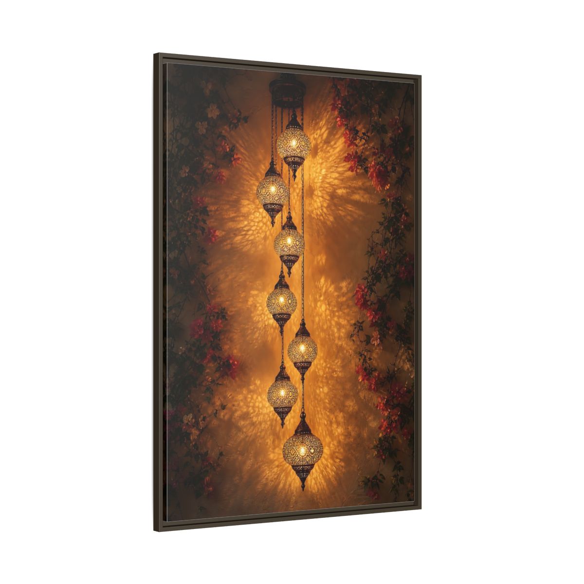Side Mockup 8. Vintage Ornate Lanterns Golden Lanterns shown as stretched canvas wall art