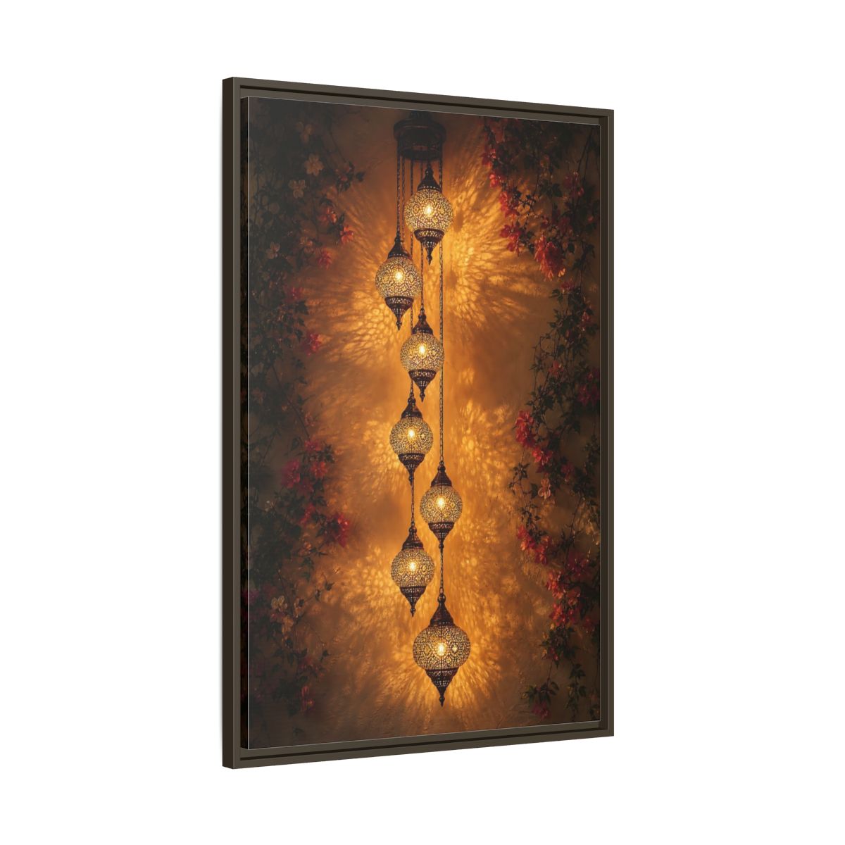 Main Mockup. Vintage Ornate Lanterns Golden Lanterns shown as stretched canvas wall art