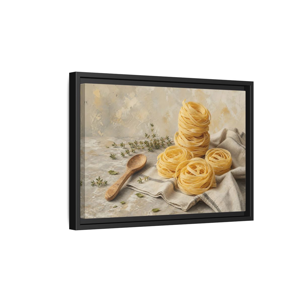 Side Mockup 6. Vintage Pasta Rustic Pasta shown as stretched canvas wall art