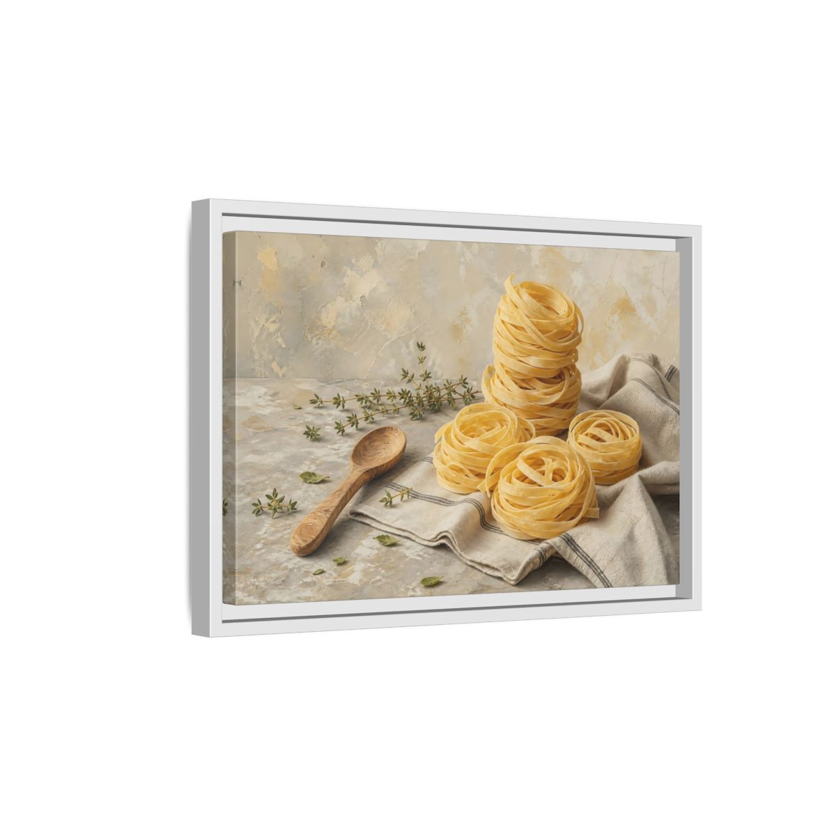 Side Mockup 4. Vintage Pasta Rustic Pasta shown as stretched canvas wall art