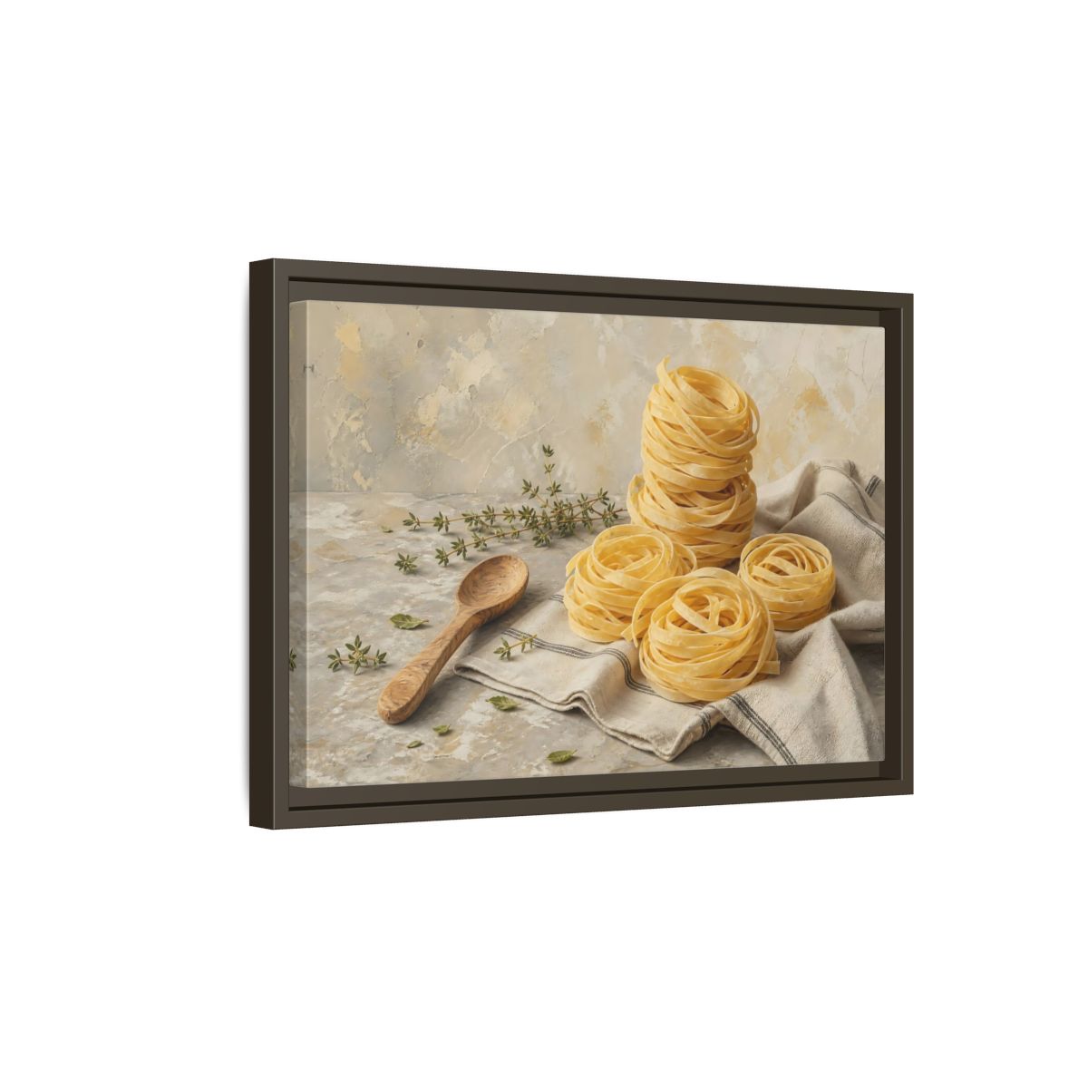 Side Mockup 5. Vintage Pasta Rustic Pasta shown as stretched canvas wall art