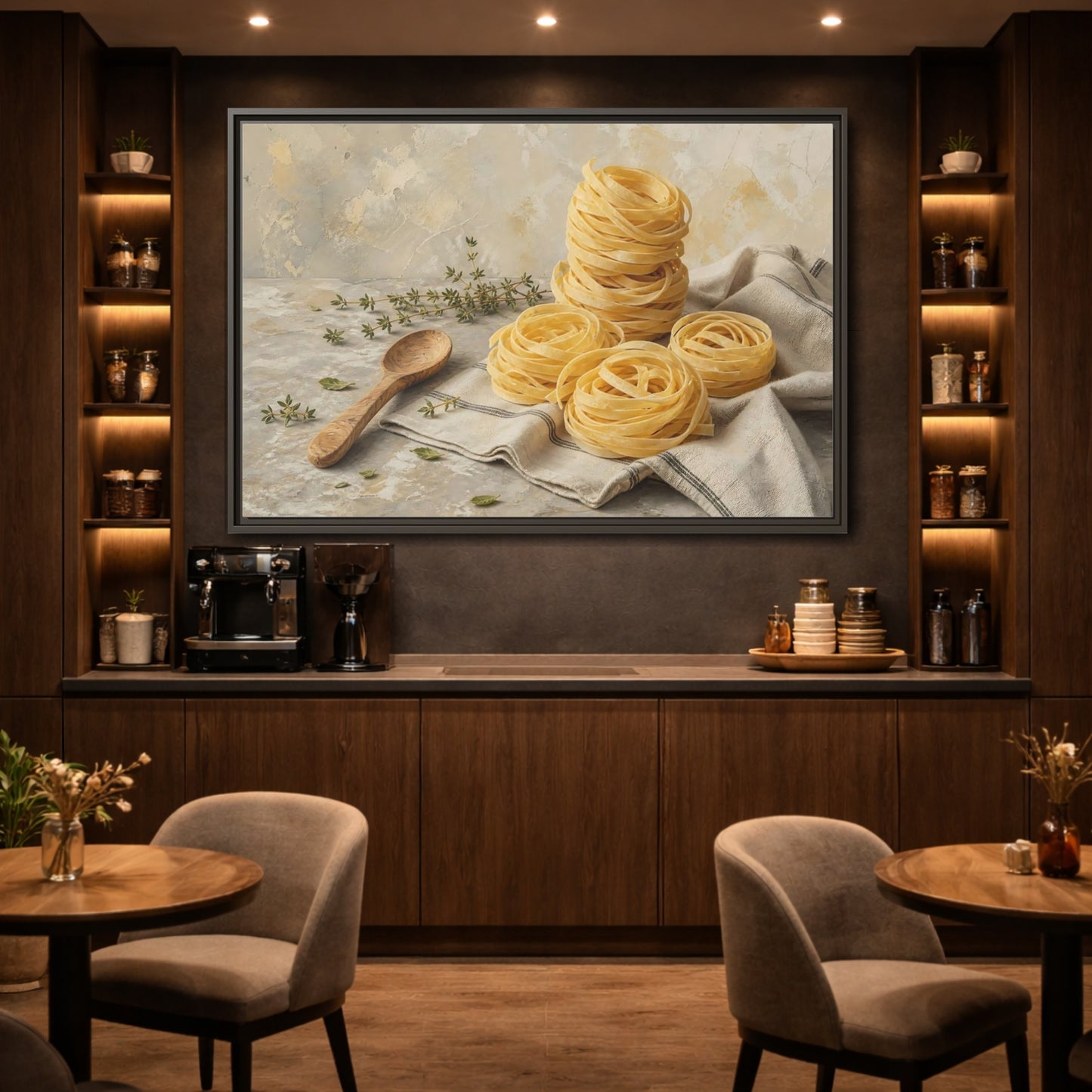Mockup 2. Vintage Pasta Rustic Pasta shown as stretched canvas wall art